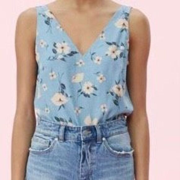 Rebecca Taylor Daniela Silk Blend Sleeveless Floral Blouse Tank Top Blue XS - Picture 1 of 13